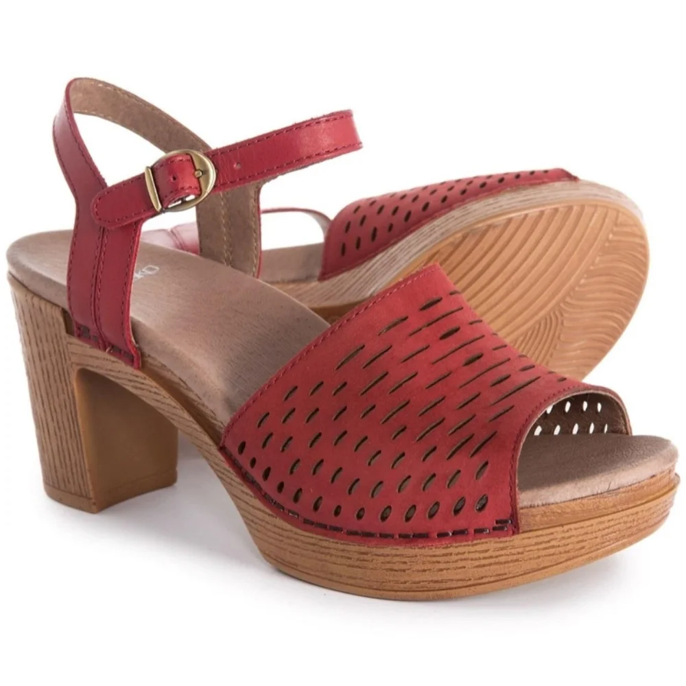 NIB $150 Dansko Denita Sandals in Red Nubuck - size 12!